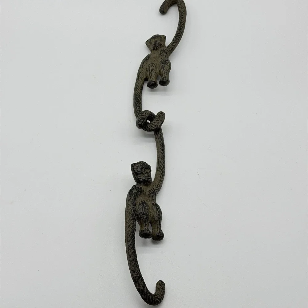 Cast Iron Plant Hangers Monkey Hook Set of‎ 2 Brown 8